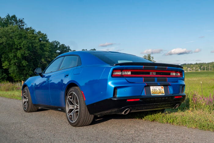 Blue 2026 Dodge Charger R/T Plus rear parked on road