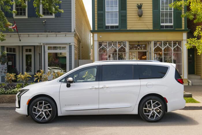 white 2027 Chrysler Pacifica Pinnacle side view