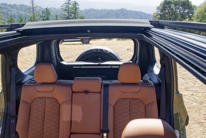 2026 Jeep Recon EV rear seats and top off