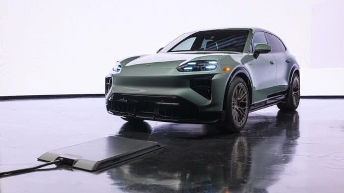 Cayenne Turbo Electric charging pad and suv